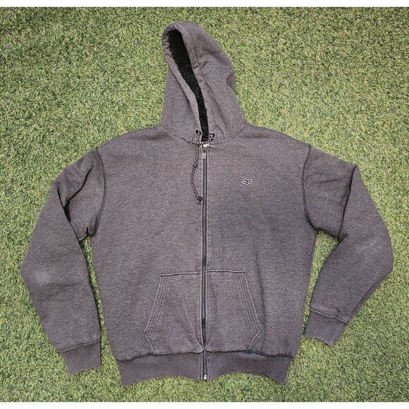 Fox Hoodie Men’s XL Sasquatch Full Zip Sweatshirt Gray Faux Fur Lined Racing - Picture 1 of 5